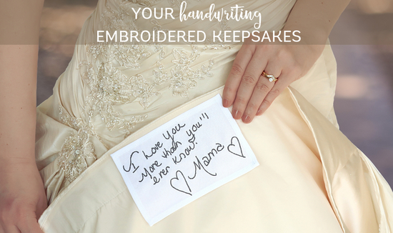 Handwriting wedding dress label