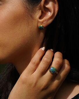 Azurite Gemstone Earrings & Ring