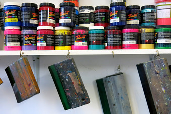 Screen printing inks and squeegee