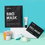 ‘It’s All About Selfcare, Bro’ Teenage Boy Gift Set, showing a collection of pampering skincare and shower products