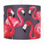 Flock of flamingos lampshade, handmade silk shade