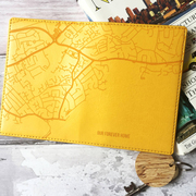 City map passport cover. We can engrave any map from anywhere in the world.