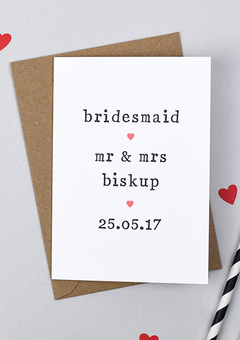 Personalised Bridesmaid Card