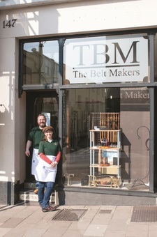 Mark and Marie outside their shop