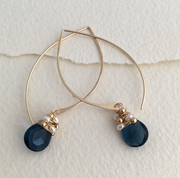 navy quartz hoop earrings