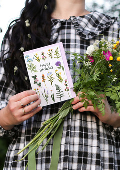 floral happy birthday greeting card