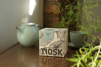 TIOSK loose-leaf tea paired with pebble tea-ware