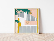 Miami inspired collaged pastel print wall art