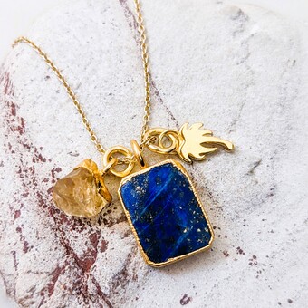 The Trio Lapis Lazuli and Citrine Pendant Necklace 