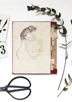 Dormouse on antique book cover