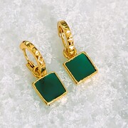 The Square Green Onyx Earrings