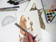 Creating a hand-drawn pet portrait in watercolours and pencil
