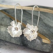 Handmade silver flower drop earrings