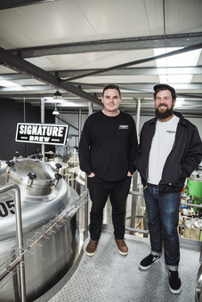 Founders Tom Bott & Sam McGregor at Signature Brew's state of the art brewery in Walthamstow, Blackhorse Road, London, E17