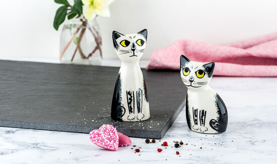 Black and White Cat Salt and pepper Shakers