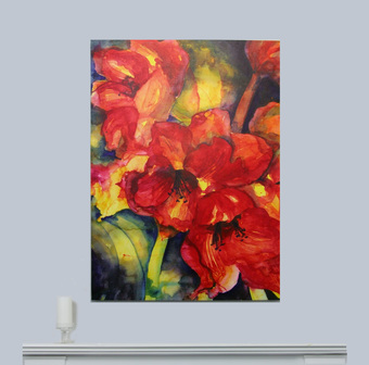Limited Edition Red Floral Canvas Print