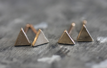 Tiny solid gold triangle earrings