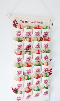 Personalised, embroidered advent calendar