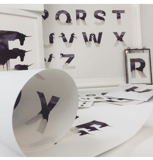 unicorn product, lettering