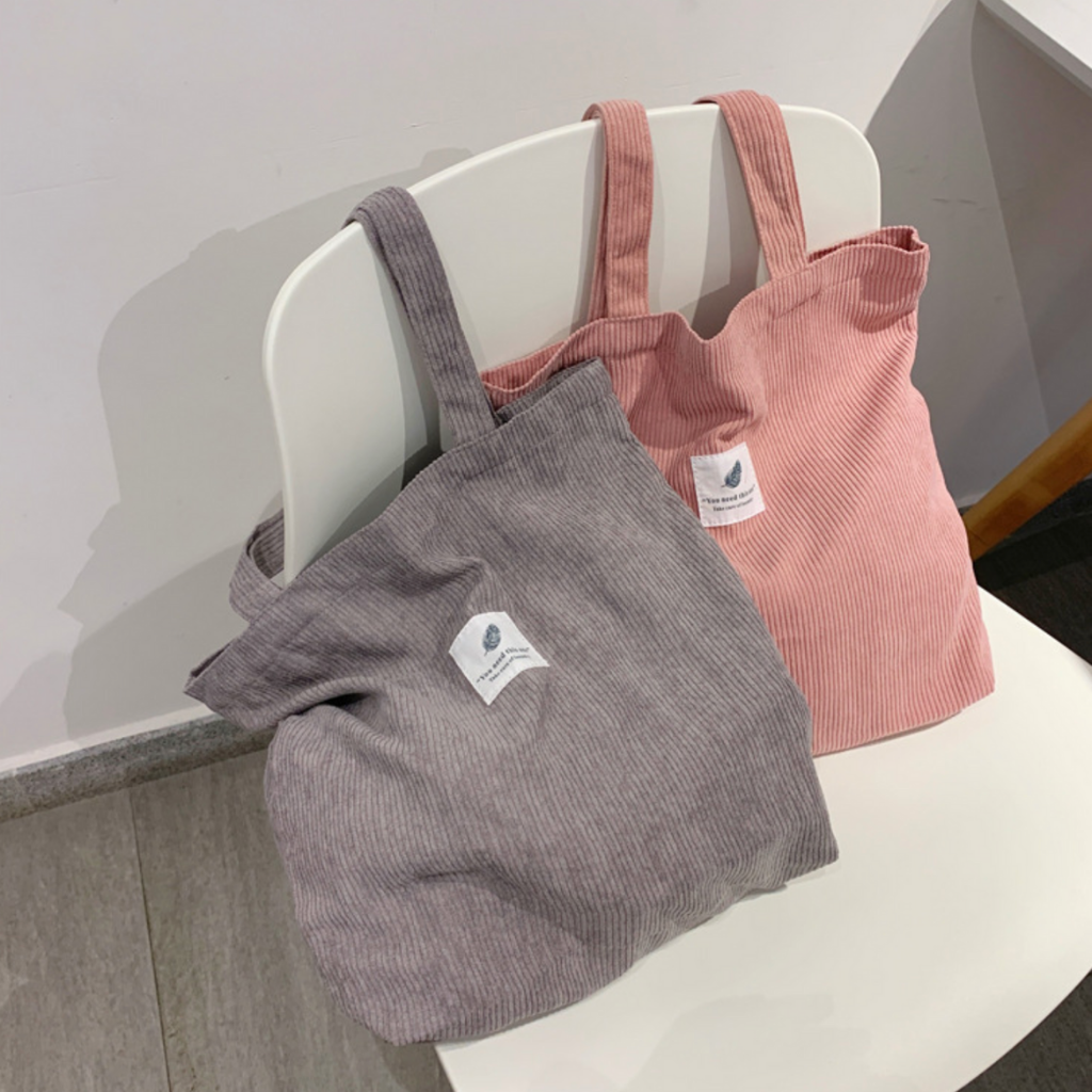 Thin Corduroy Neutral Tote Bags