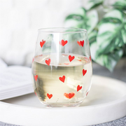 red love heart printed stemless glass