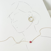 pink tourmaline raw birthstone on gold plated sterling silver chain 