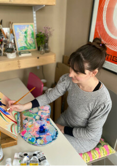 Petal painter at work in studio