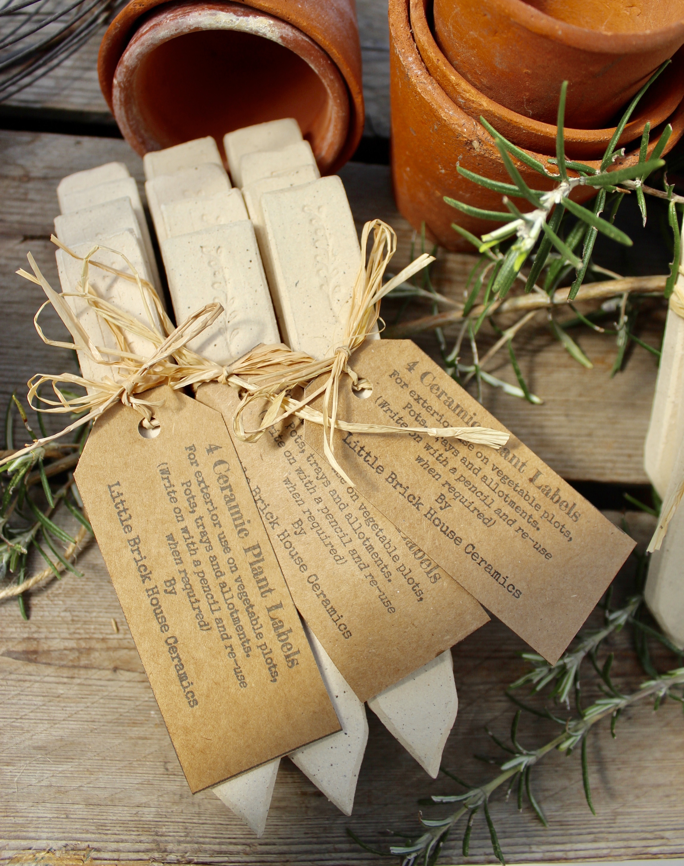 Sprig Topped Ceramic Plant Markers  