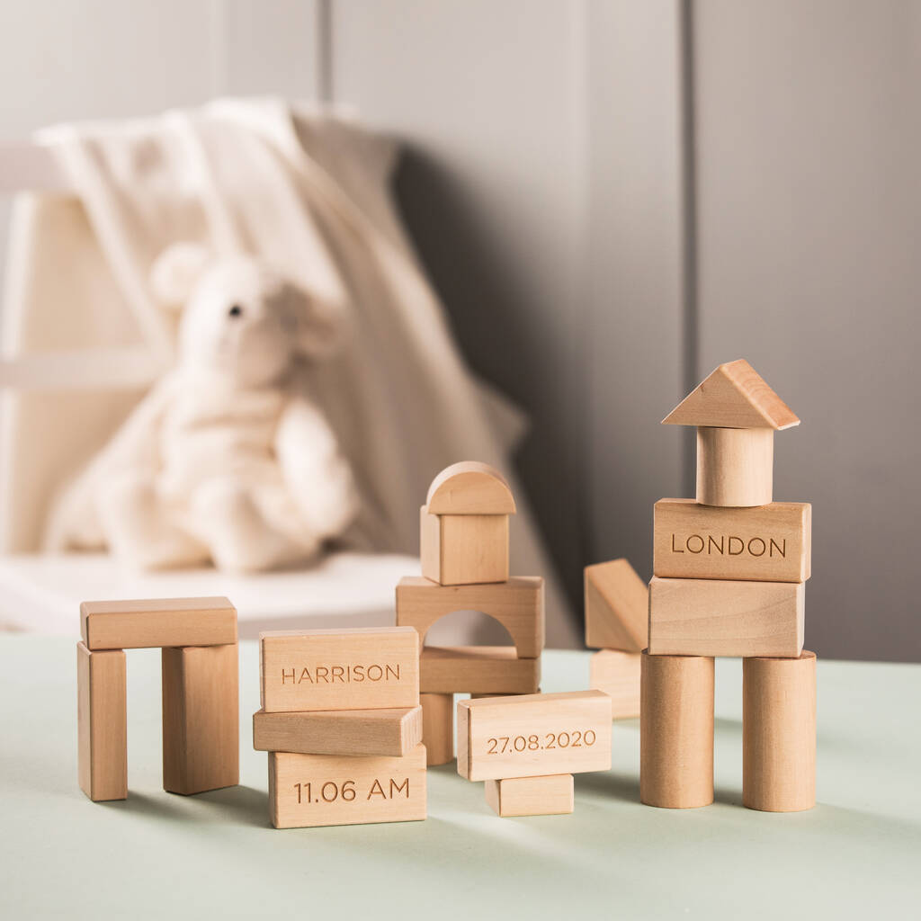 Personalised Christening Wooden Blocks