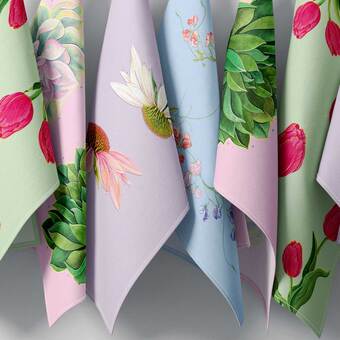 colourful tea towels hanging up