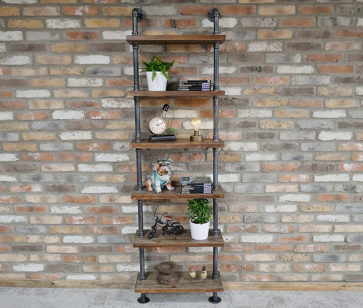Tall Industrial Wall Pipe Shelves Ladder Shelving Unit