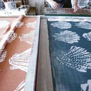 Screen printing Pilgrim fabric