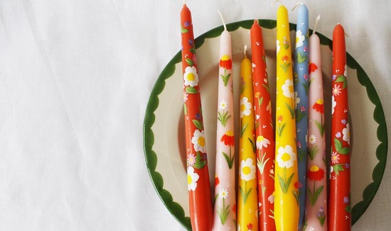 Colourful painted candles