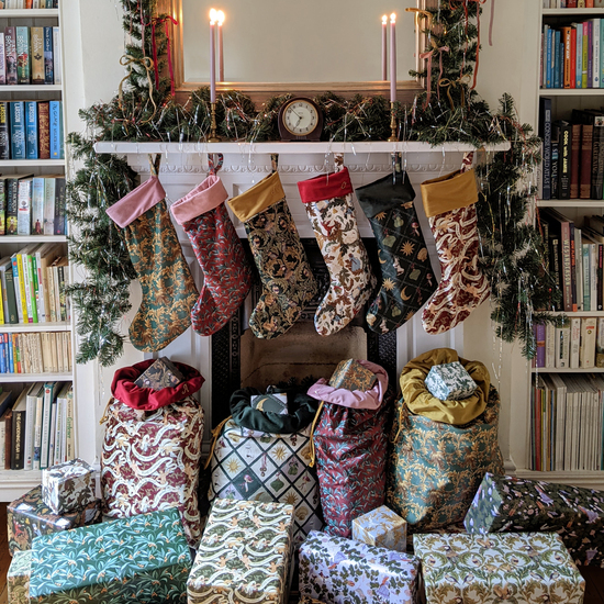 Traditional velvet Christmas stockings made in the UK