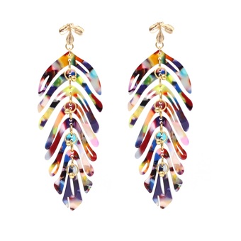 Rêves de Paradis - Long leaf statement earrings - Multicoloured