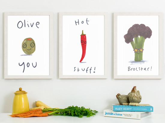 Photo of funny illustrated vegetable prints