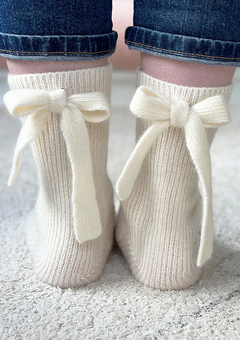 Handmade 100% cashmere socks with bow back detail