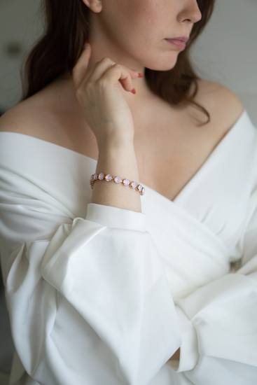 pink bracelet rose opal white dress