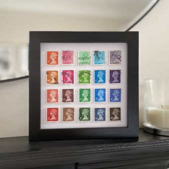 Rainbow postage stamp art 