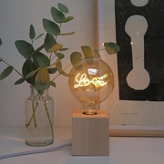 Oak cube lamp with Love bulb