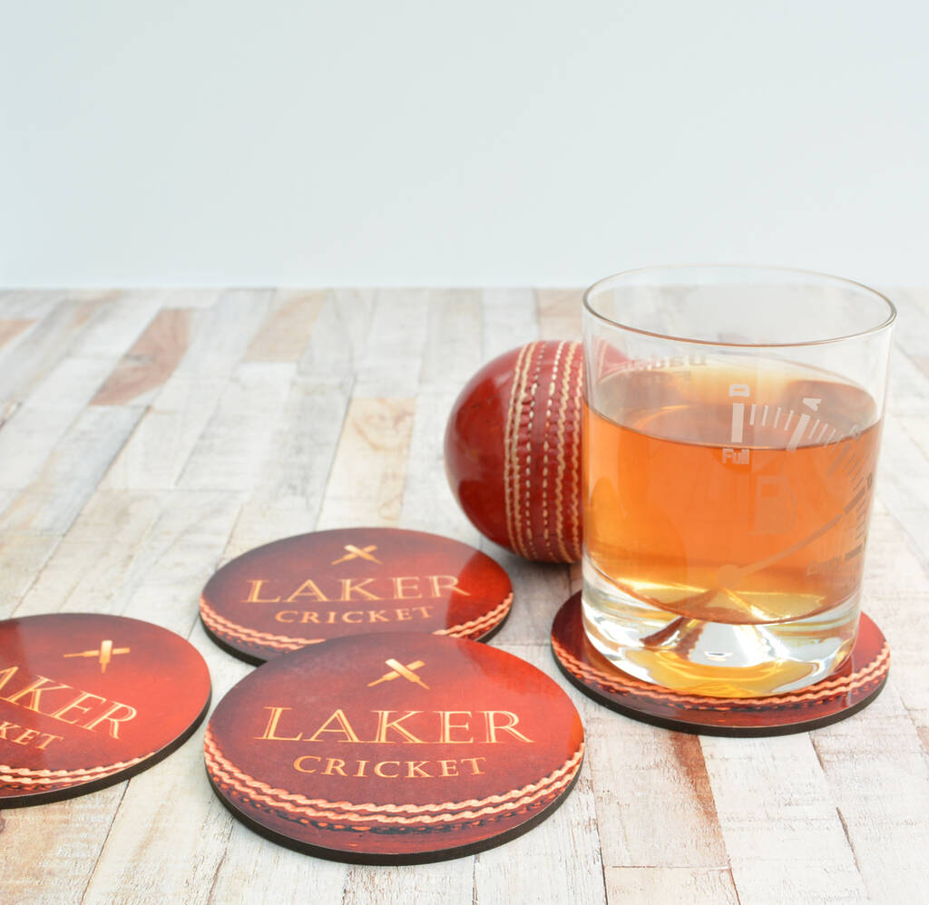 Set Of Four Personalised Cricket Ball Coasters