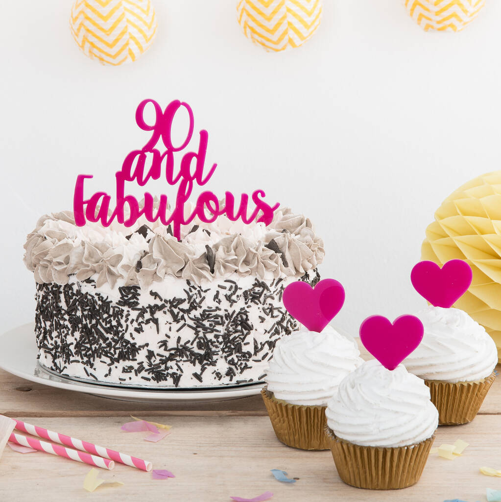 90 And Fabulous Party Birthday Celebration Cake Topper