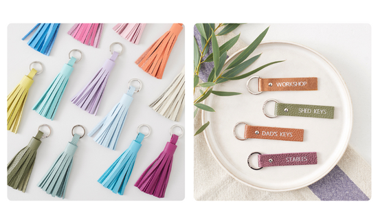 leather tassels & personalised keyring