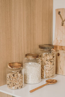 Sustainably made pantry jars with wooden lid