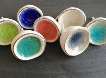 vibrant colourful ceramic knobs