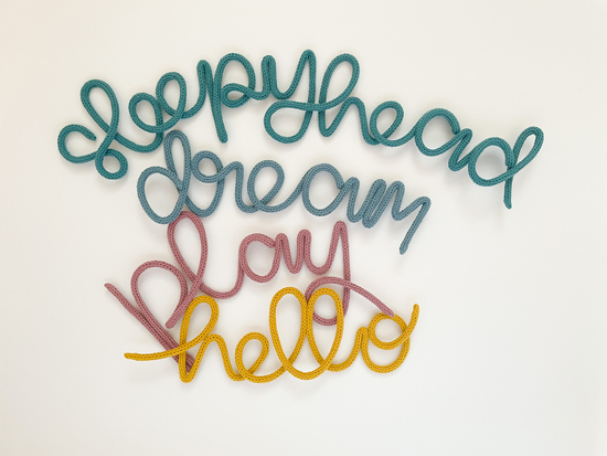 French knit wire word walls for kids bedroom and playroom wall - newborn baby gift