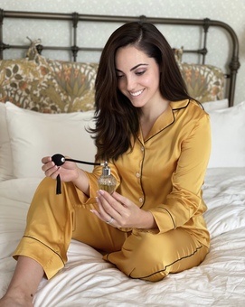 Women's Mustard Satin Pyjama Trouser Set
