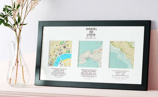 Personalised vintage map wedding gift