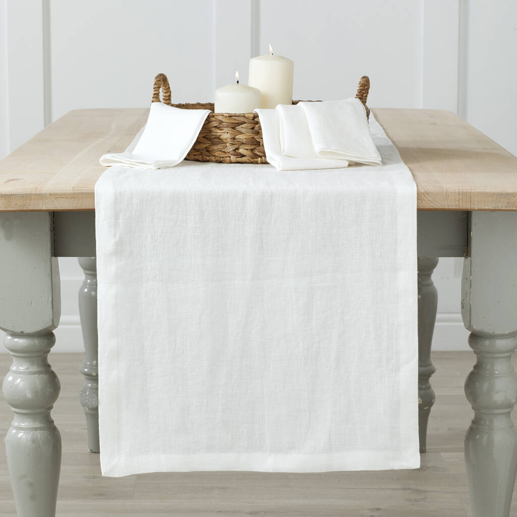 White Linen Table Runner