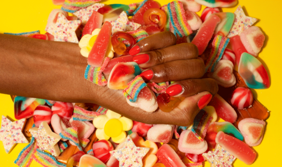 Glaize nails with candy